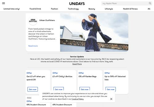 
                            5. Urban Outfitters - UNiDAYS