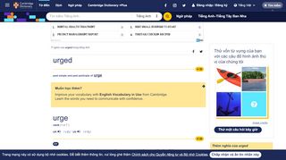 
                            2. URGED | Định nghĩa trong Từ điển tiếng Anh Cambridge