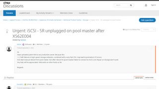 
                            12. Urgent: iSCSI - SR unplugged on pool master after XS62E004 ...