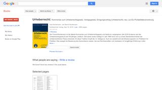 
                            7. Urheberrecht: Kommentar zum Urheberrechtsgesetz, Verlagsgesetz, ... - Google Books-Ergebnisseite