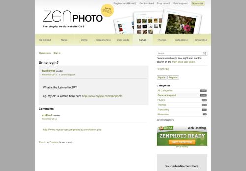 
                            2. Url to login? - Zenphoto forum