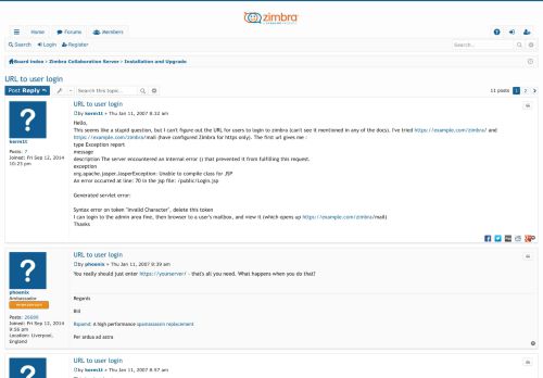 
                            6. URL to user login - Zimbra Forums