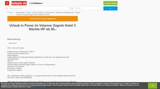 
                            12. Urlaub in Porec im Valamar Zagreb Hotel 3 Nächte HP ab 90 - Kalaydo