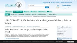 
                            7. Urologenportal: HIPPOKRANET: SpiFa: Fachärzte brauchen jetzt ...