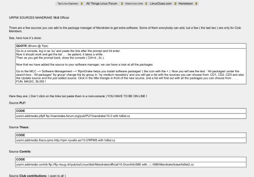 
                            12. URPMI Sources Mandrake 10.0 Official - Tips for Linux Explorers