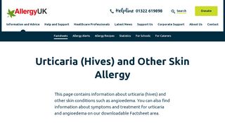 
                            10. Urticaria and Angioedema | Information on Hives | Allergy UK