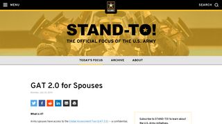 
                            2. U.S. Army STAND-TO! | GAT 2.0 for Spouses - Army.mil