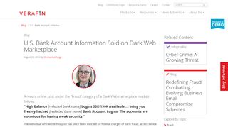 
                            13. US Bank Account Information Sold on Dark Web Marketplace - Verafin