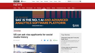 
                            12. US can ask visa applicants for social media history - BBC News