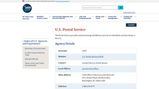 
                            6. US Postal Service - USA.gov