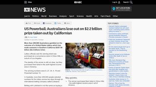 
                            10. US Powerball: Australians lose out on $2.2 billion prize taken out by ...