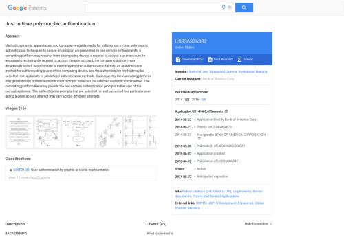 
                            7. US9363263B2 - Just in time polymorphic authentication - Google ...