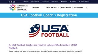 
                            9. USA Football Coach's Registration | Metropolitan Youth Foundation