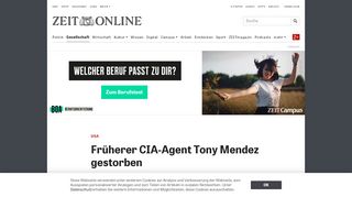 
                            3. USA: Früherer CIA-Agent Tony Mendez gestorben | ZEIT ONLINE