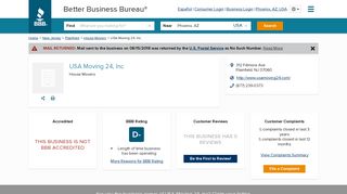 
                            8. USA Moving 24, Inc | Better Business Bureau® Profile