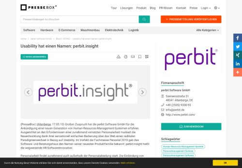 
                            9. Usability hat einen Namen: perbit.insight - perbit Software GmbH ...