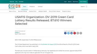 
                            10. USAFIS Organization: DV-2019 Green Card Lottery Results ...