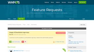 
                            3. Usage of DirectAdmin login keys - WHMCS Feature Requests