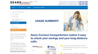 
                            7. Usage Summary | Sears ConnectComparAction