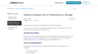 
                            1. Usando a Deezer com o Facebook ou o Google – Suporte Deezer