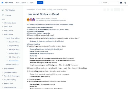 
                            8. Usar email Zimbra no Gmail - Wiki Webplace - Intranet