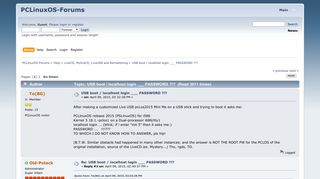 
                            6. USB boot / localhost login ___ PASSWORD ?!? - PCLinuxOS