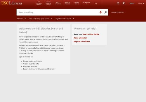 
                            5. USC Libraries Search and Catalog