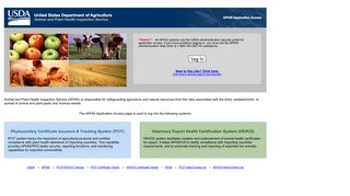 
                            11. USDA APHIS Application Access - Home to PCIT and VEHCS.