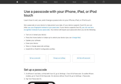 
                            6. Use a passcode with your iPhone, iPad, or iPod touch - Apple Support
