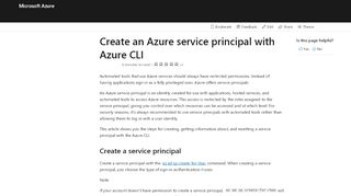 
                            3. Use Azure service principals with Azure CLI | Microsoft Docs