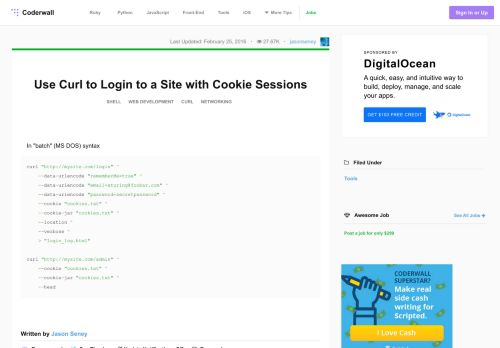 
                            2. Use Curl to Login to a Site with Cookie Sessions (Example) - Coderwall