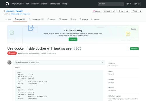 
                            2. Use docker inside docker with jenkins user · Issue #263 · jenkinsci ...