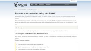 
                            1. Use enterprise credentials to log into GNOME