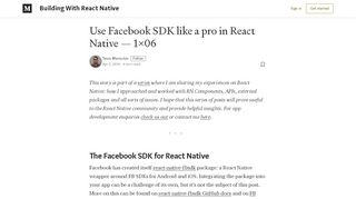 
                            12. Use Facebook SDK like a pro in React Native — 1x06 – Building With ...