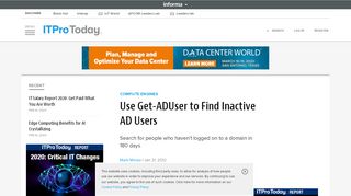 
                            2. Use Get-ADUser to Find Inactive AD Users | IT Pro