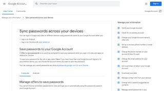 
                            8. Use Google Smart Lock - Google Account Help - Google Support