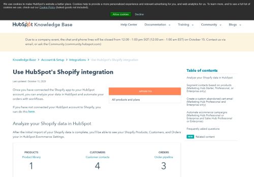 
                            8. Use HubSpot's integration with Shopify - HubSpot Support