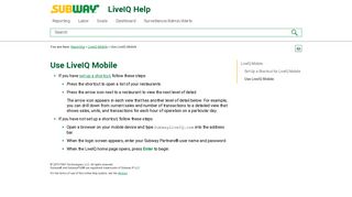 
                            2. Use LiveIQ Mobile - Subway