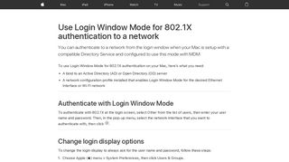 
                            6. Use Login Window Mode for 802.1X authentication to ... - Apple Support