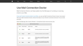 
                            6. Use Mail Connection Doctor - Apple Support