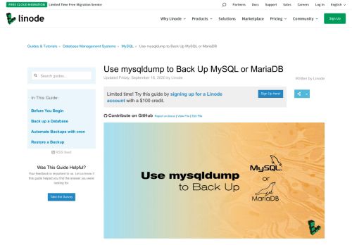 
                            10. Use mysqldump to Back Up MySQL or MariaDB - Linode