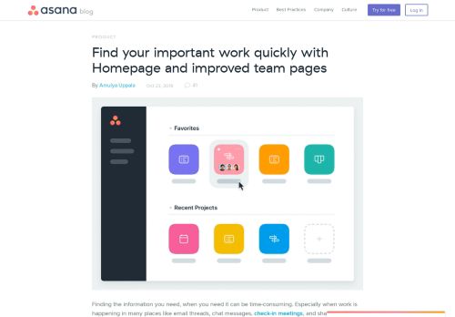 
                            7. Use new Asana Homepage and Team pages to find work faster