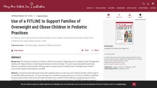 
                            13. Use of a FITLINE to Support Families of Overweight and Obese ...