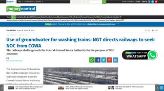 
                            9. Use of groundwater for washing trains: NGT directs railways to seek ...