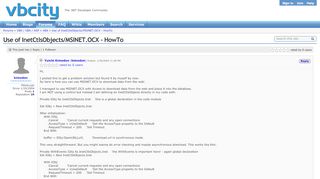 
                            6. Use of InetCtlsObjects/MSINET.OCX - HowTo - vbCity - The .NET ...