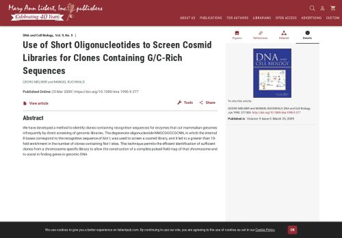 
                            13. Use of Short Oligonucleotides to Screen Cosmid Libraries for ...