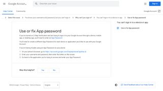 
                            8. Use or fix App password - Google Account Help - Google Support