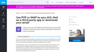 
                            3. Use POP or IMAP to sync AOL Mail on a third-party app or download ...