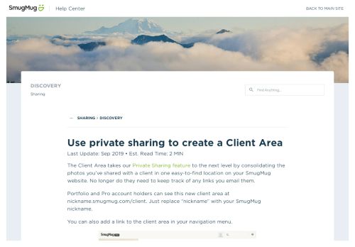 
                            6. Use private sharing to create a Client Area - SmugMug Help