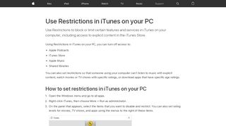 
                            10. Use Restrictions in iTunes on your Mac or PC - Apple Support